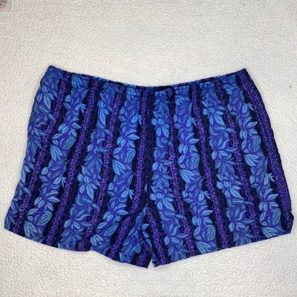 Pro Spirit Blue Purple Hawaiian Floral Vintage Swim Trunks: Size XXL - Picture 1 of 7